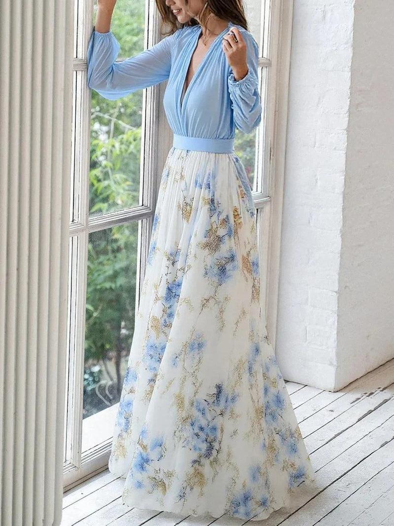 Madeleine | Stunning Floral Print V-Neck Maxi Dress Dress