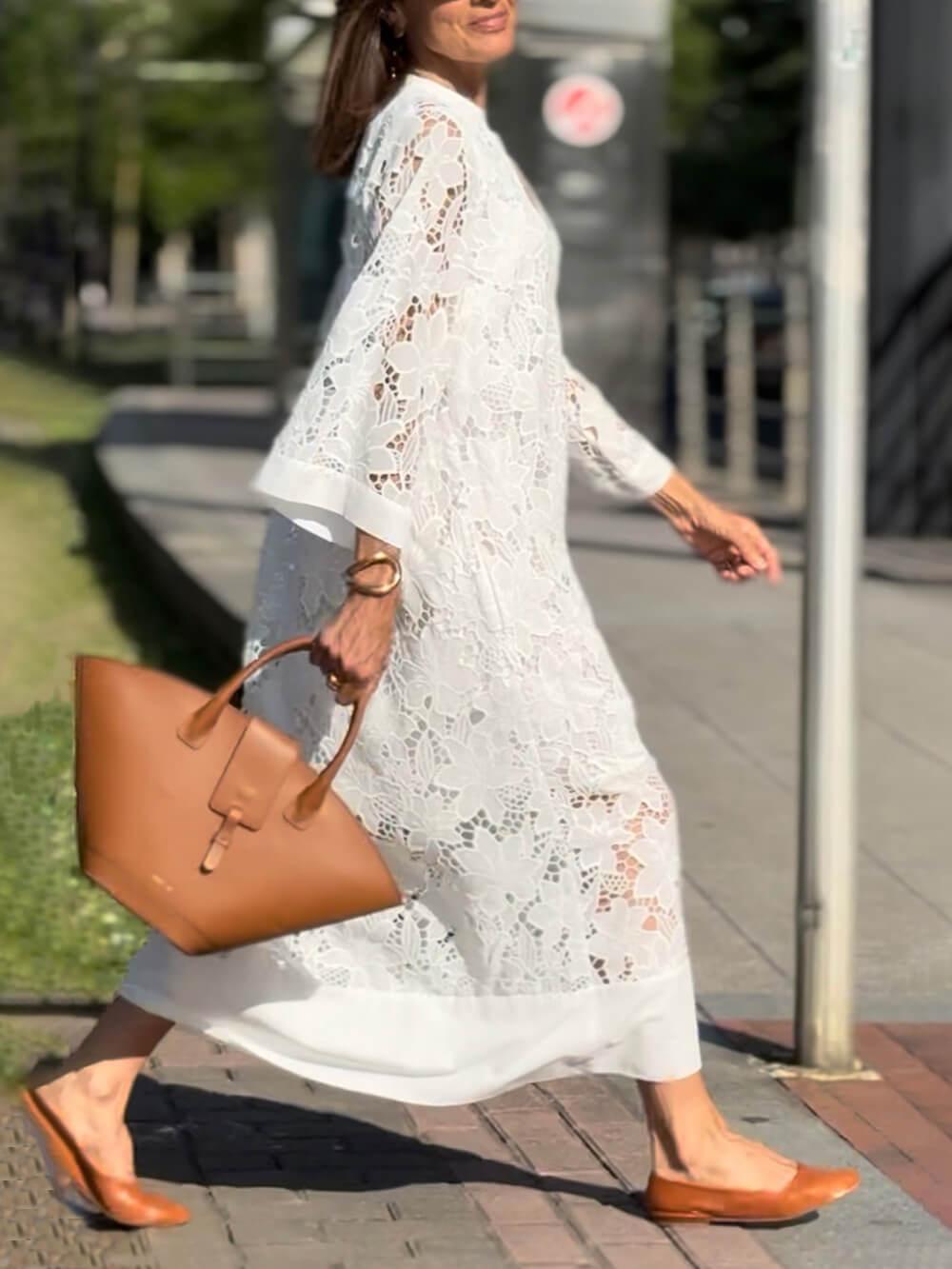 Willow | Beach Glam Flower V-Neck Midi Dress
