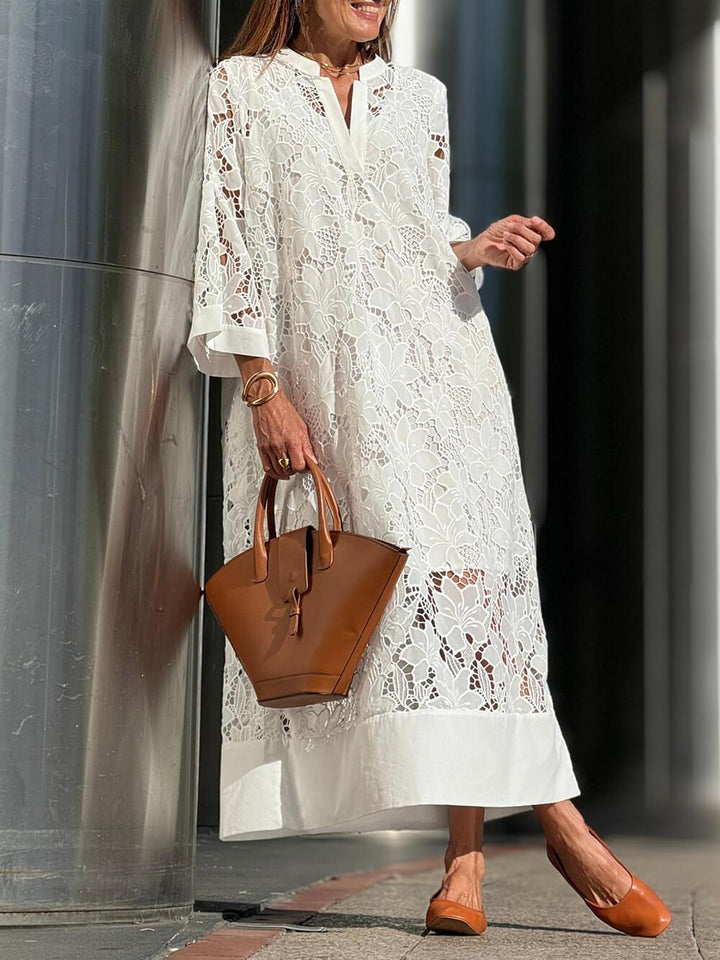 Willow | Beach Glam Flower V-Neck Midi Dress