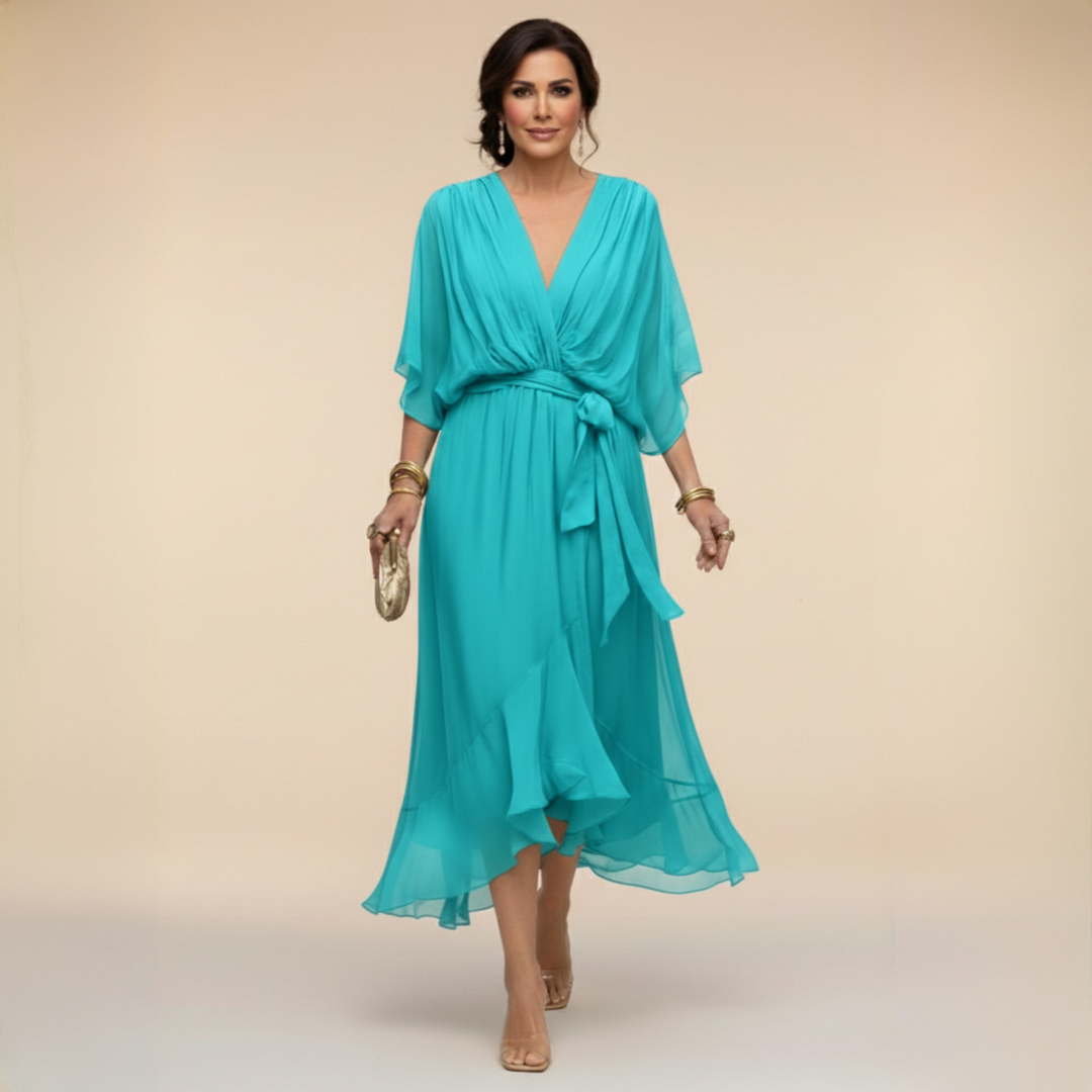 Monica - Chiffon Dress with V-Neck