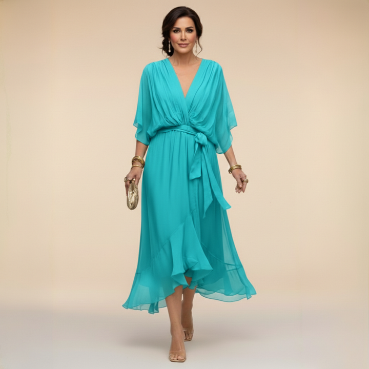 Monica - Chiffon Dress with V-Neck