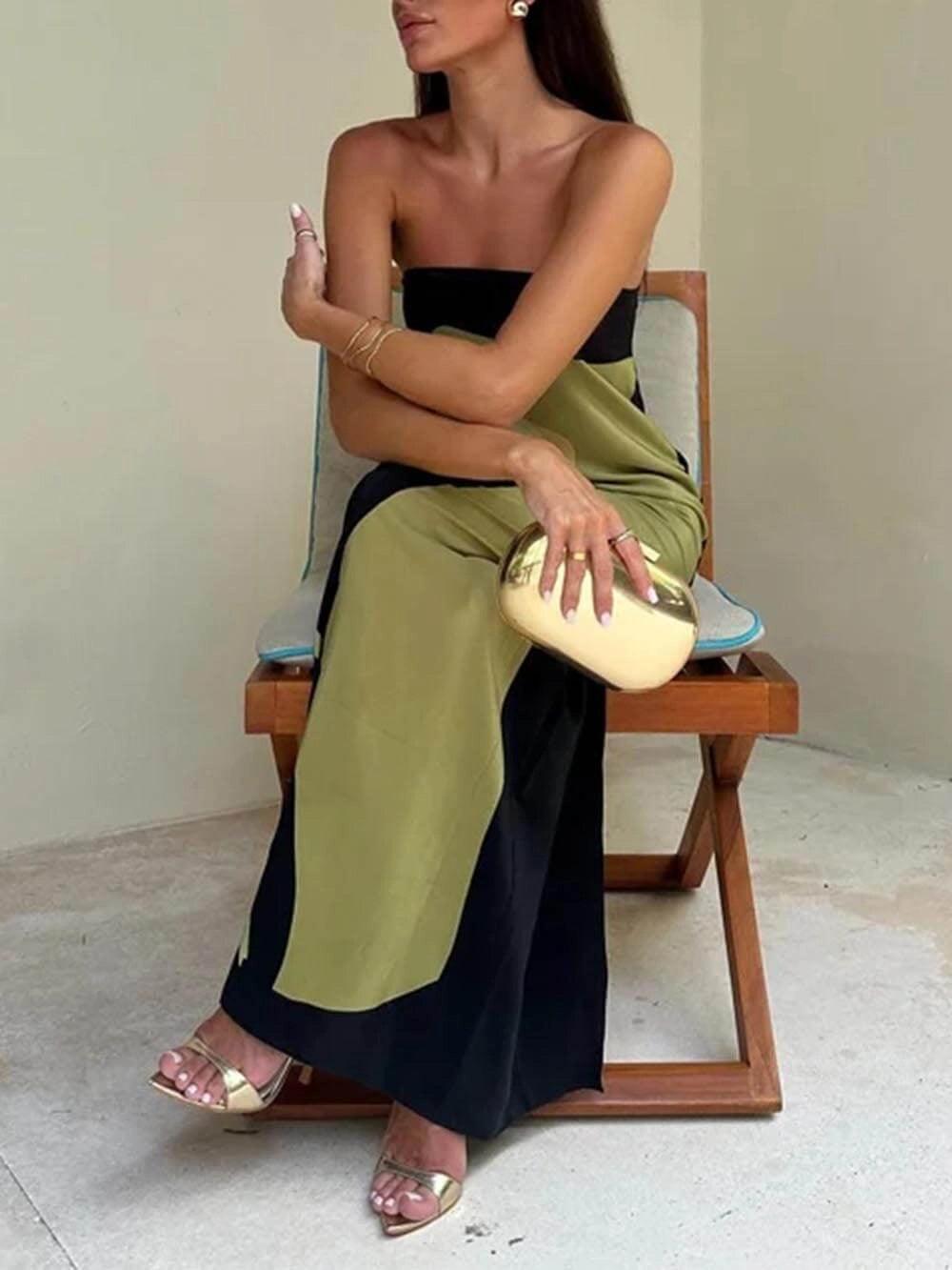 Joan | Coastal Chic Strapless Printed Maxi Party Dress