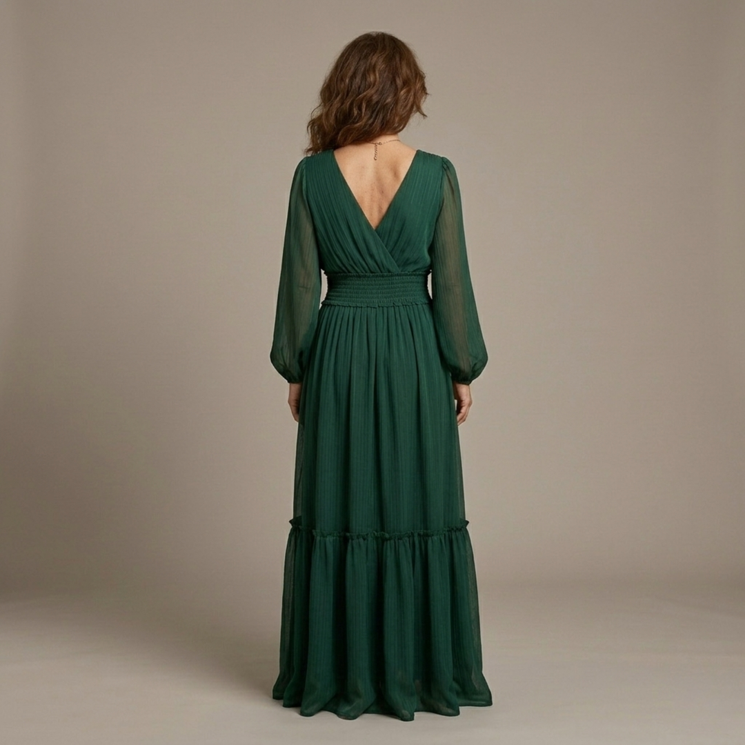 Maria - Chiffon Dress with V-Neck