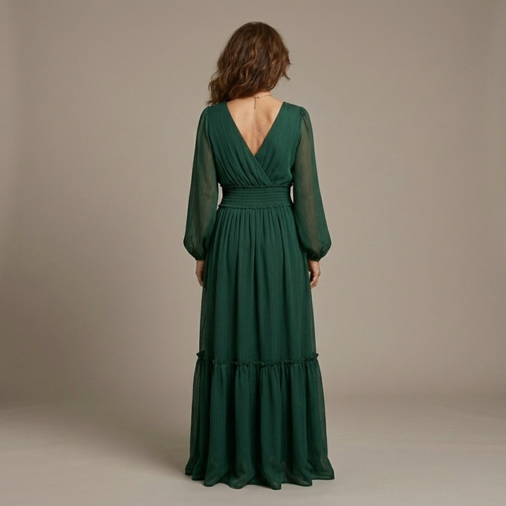 Maria - Chiffon Dress with V-Neck