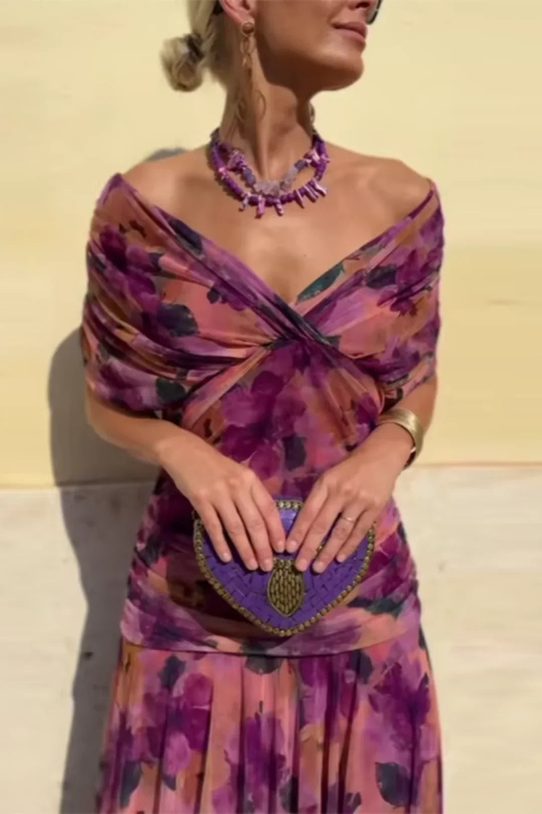 Elegant Maxi Party Dress with V-Neck