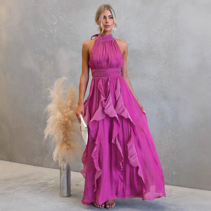 Celestia | Ruffled Halter Maxi Dress