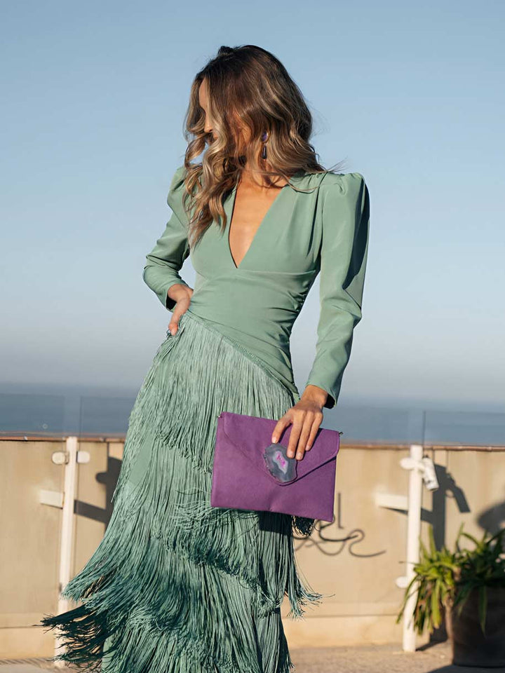 Fringe Dress Sage