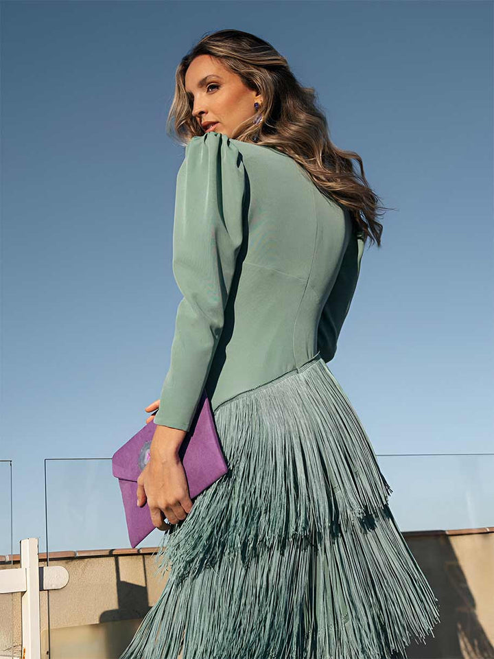 Fringe Dress Sage