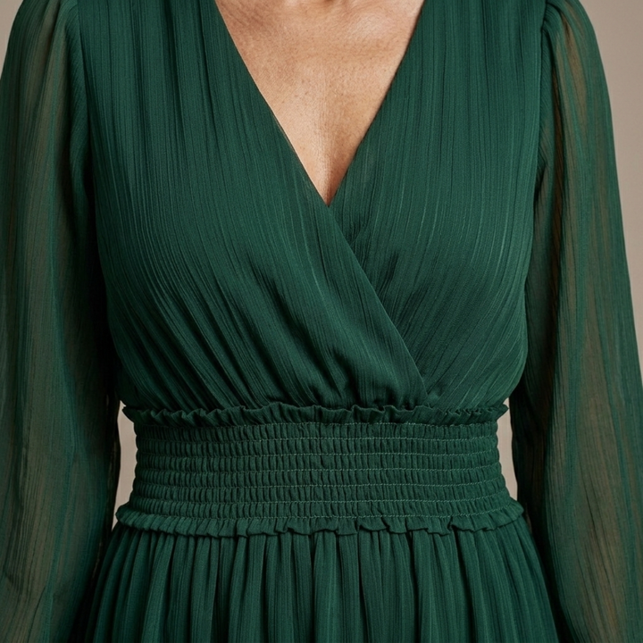 Maria - Chiffon Dress with V-Neck