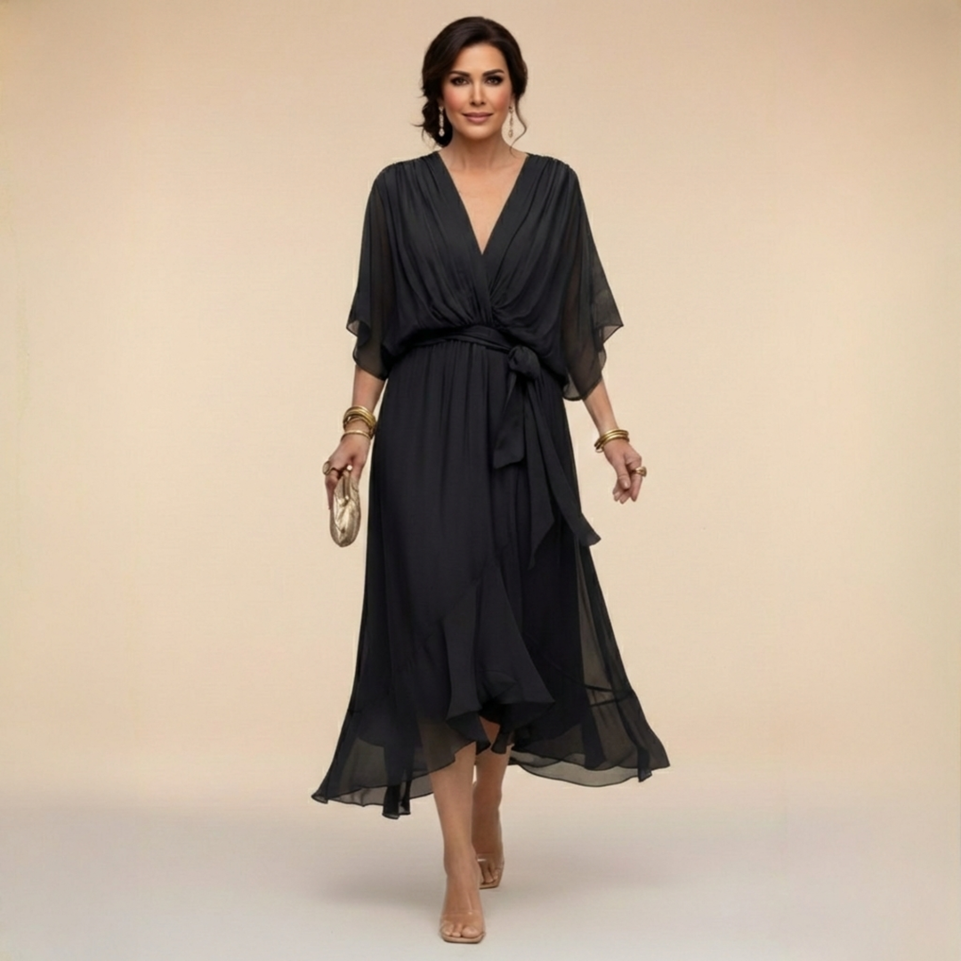 Monica - Chiffon Dress with V-Neck