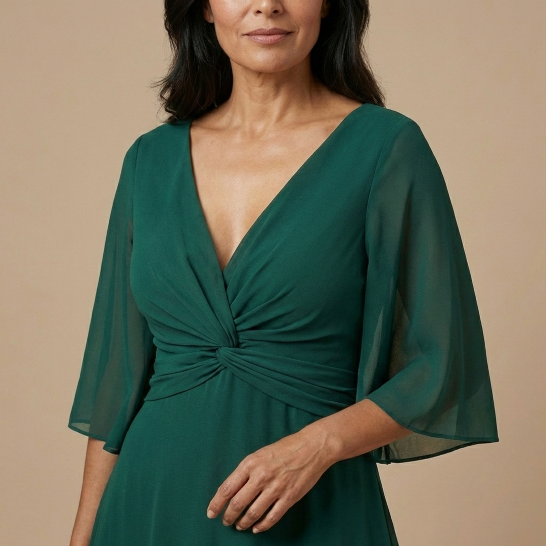 Lucía - Chiffon Dress with V-Neck