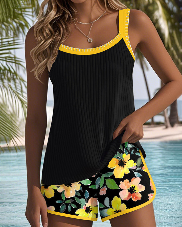 Valeria - Elegant Tankini with Floral Shorts