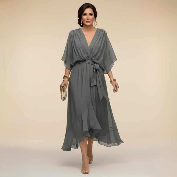 Monica - Chiffon Dress with V-Neck