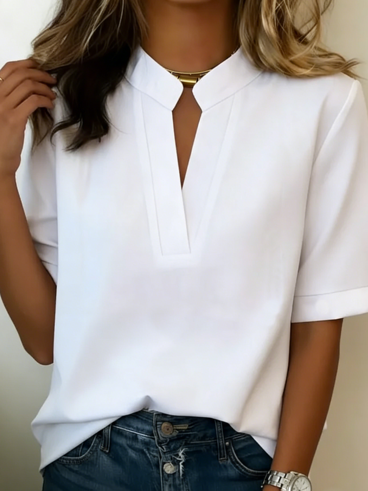 Margaux | Chic Blouse with V-Neck and Gold Detail