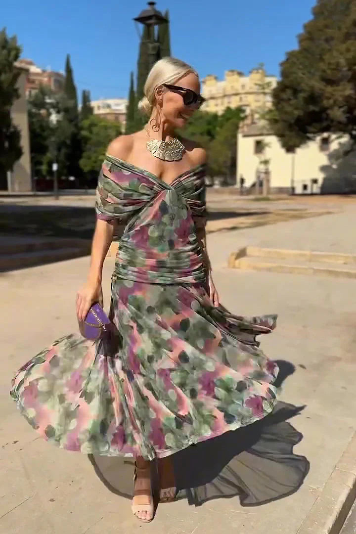 Elegant Maxi Party Dress with V-Neck