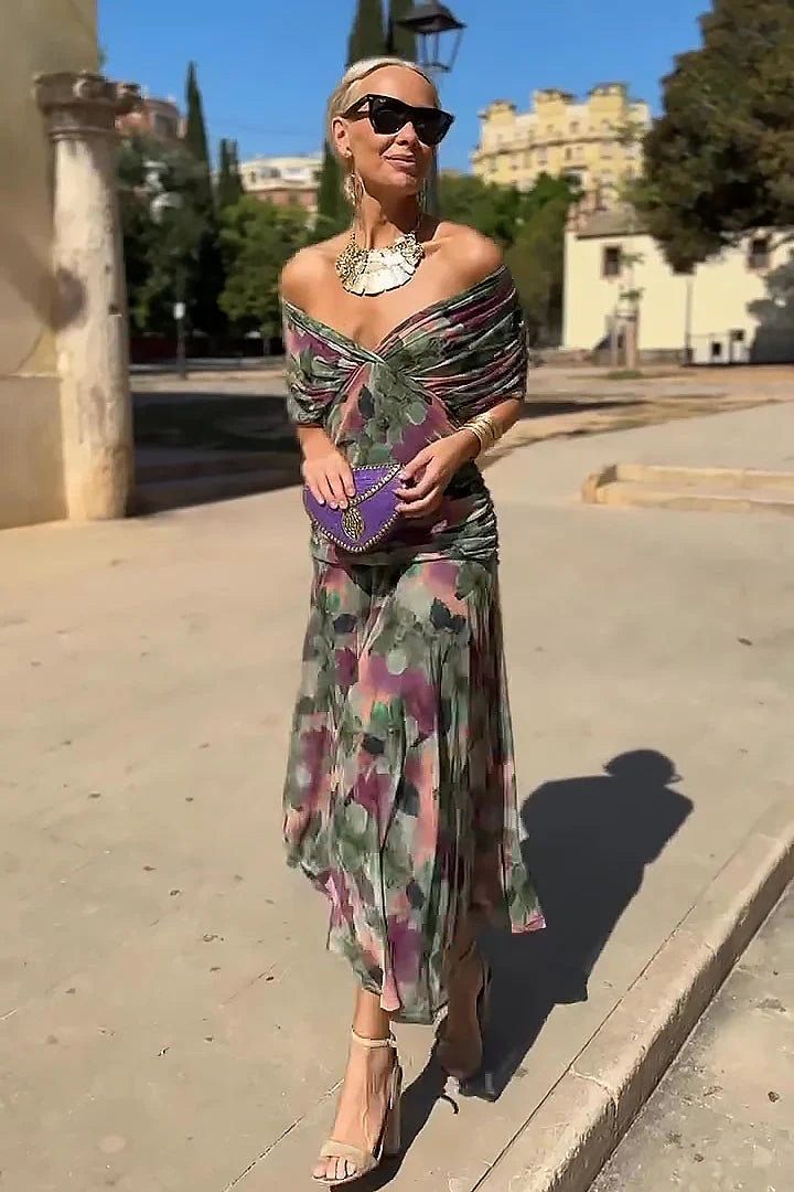 Elegant Maxi Party Dress with V-Neck