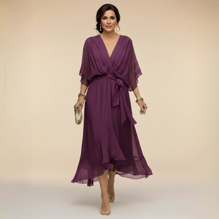 Monica - Chiffon Dress with V-Neck