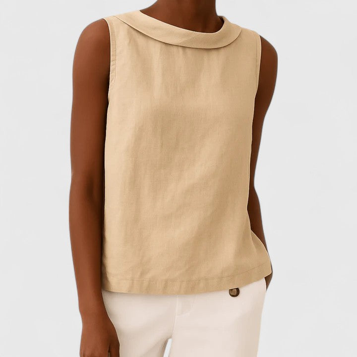 Anastine | Elegant Top with Roll Collar