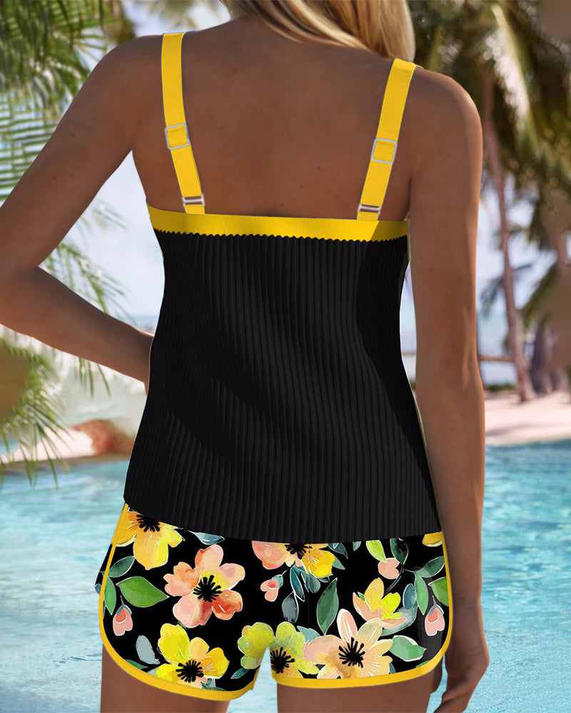 Valeria - Elegant Tankini with Floral Shorts