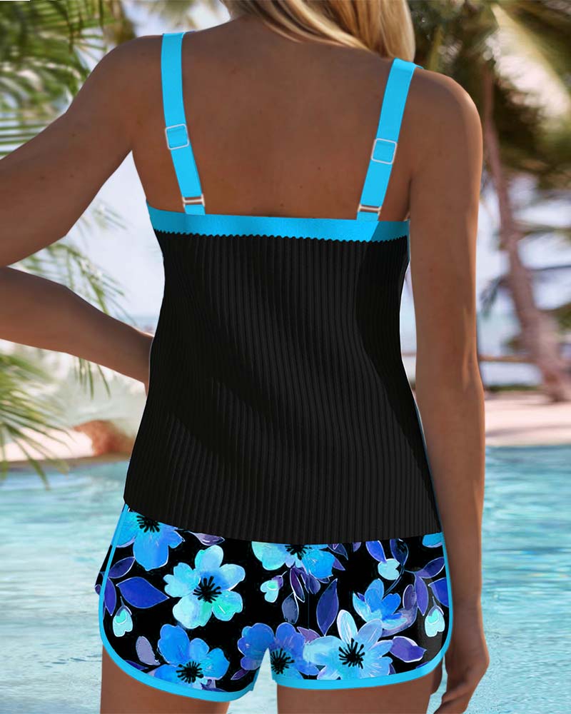 Valeria - Elegant Tankini with Floral Shorts