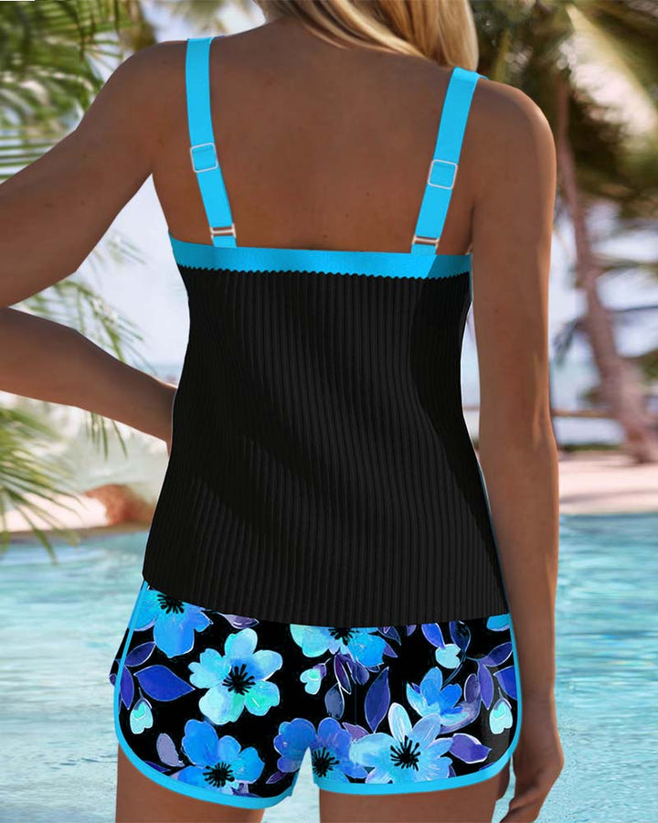 Valeria - Elegant Tankini with Floral Shorts