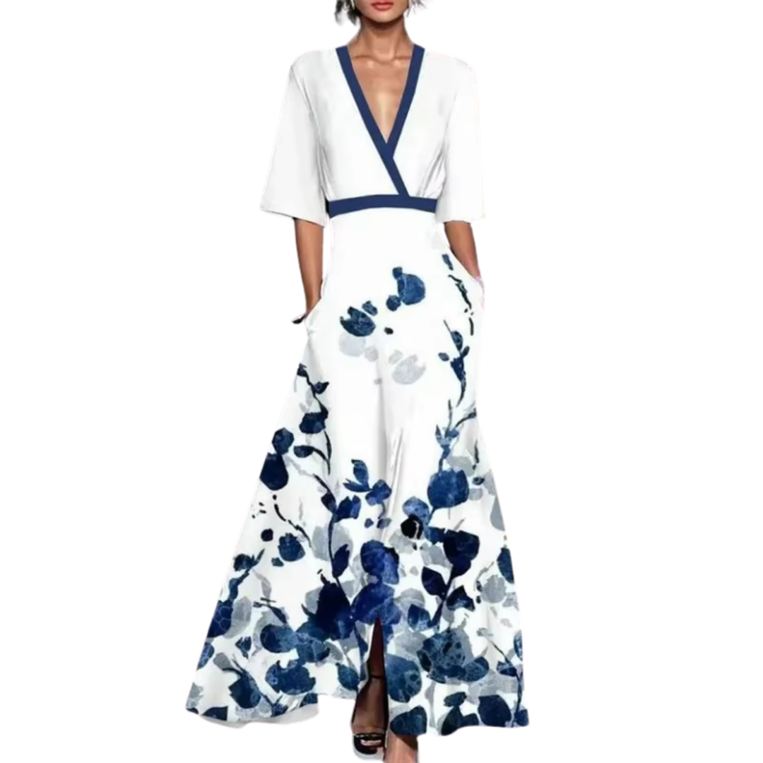 Noelle | Floral Spring Dress with V-Neck
