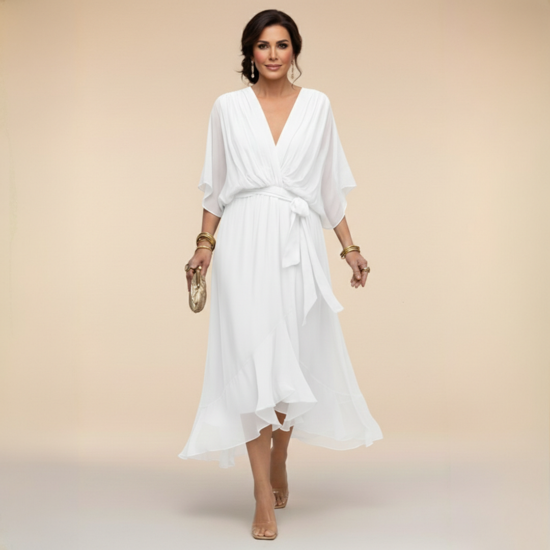 Monica - Chiffon Dress with V-Neck