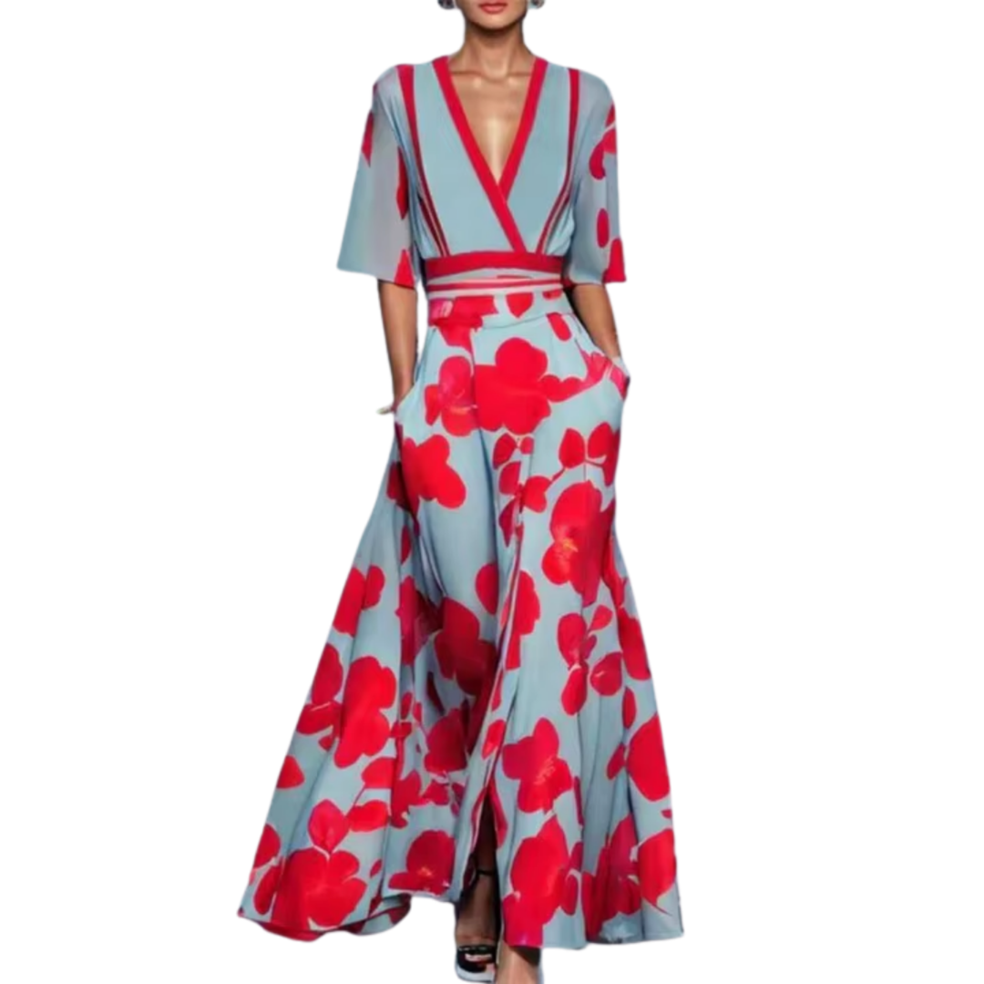 Noelle | Floral Spring Dress with V-Neck