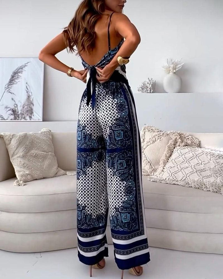 Helen | Vacation Ready Stylish Lace-Up Vest & Pants Two-Piece Set Dress
