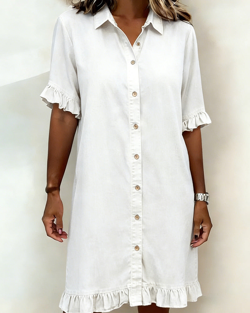 Maria | Comfortable Denim Dress with Flattering Pleats