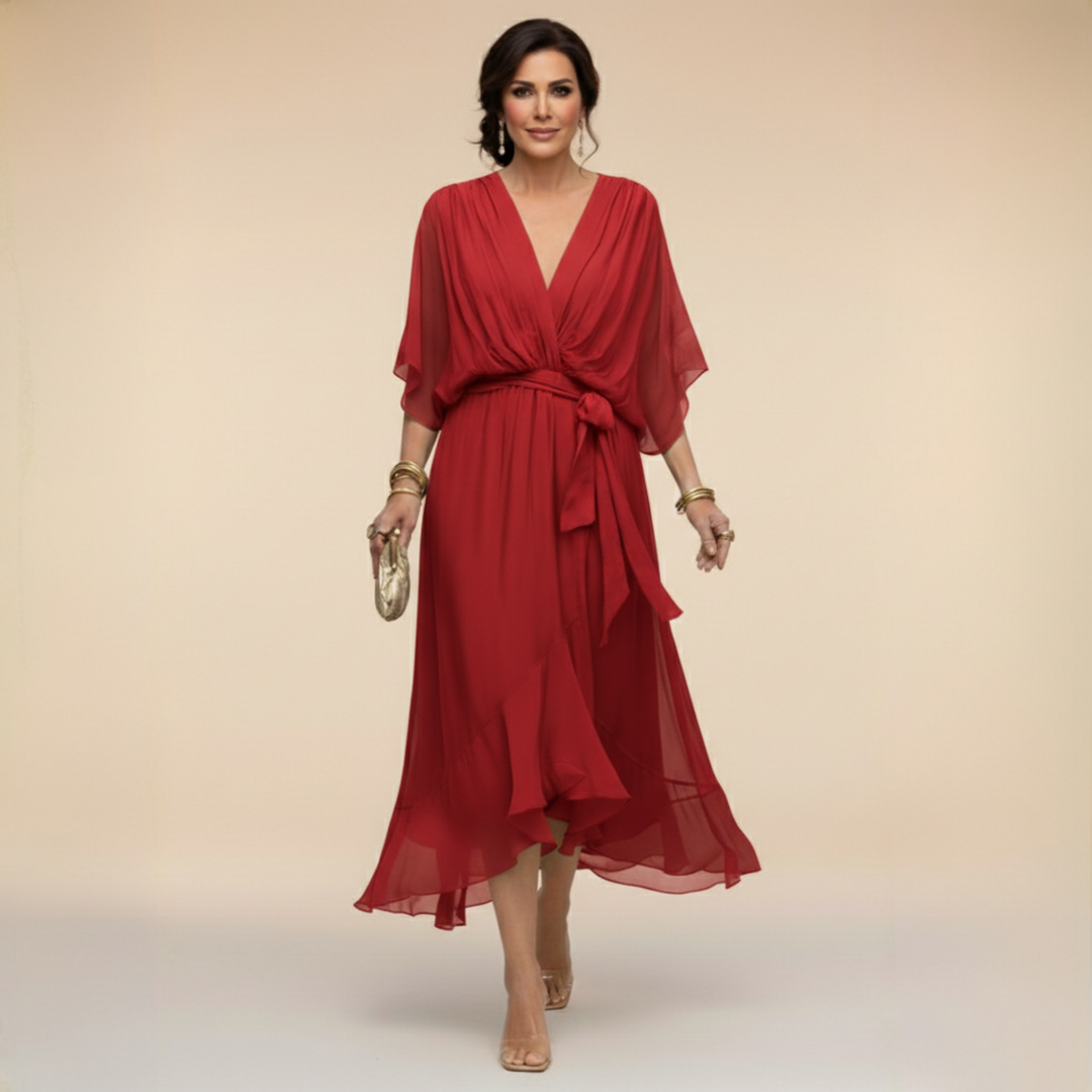 Monica - Chiffon Dress with V-Neck