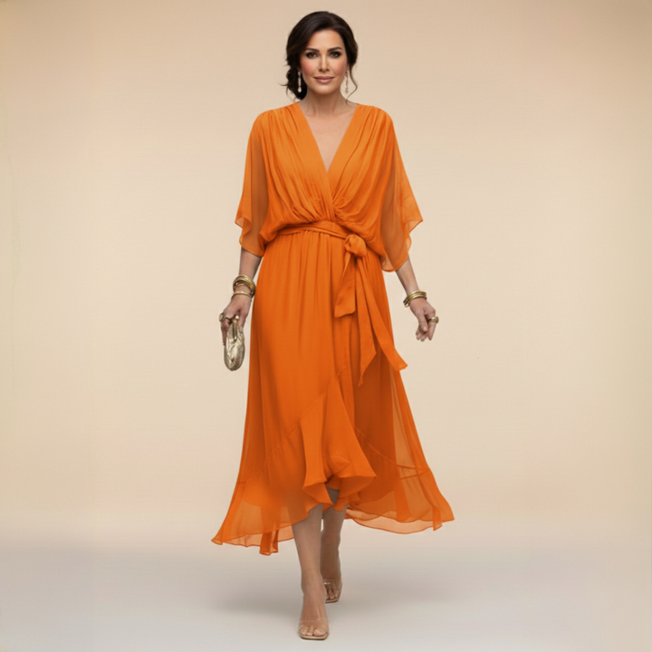 Monica - Chiffon Dress with V-Neck