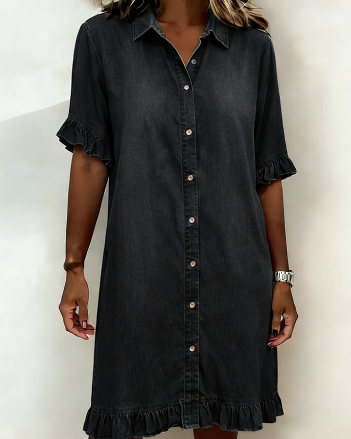 Maria | Comfortable Denim Dress with Flattering Pleats