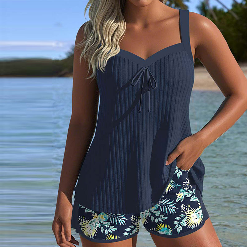 Carla - Striped Swimwear with Beach Shorts