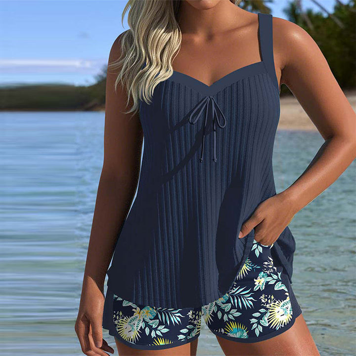 Carla - Striped Swimwear with Beach Shorts
