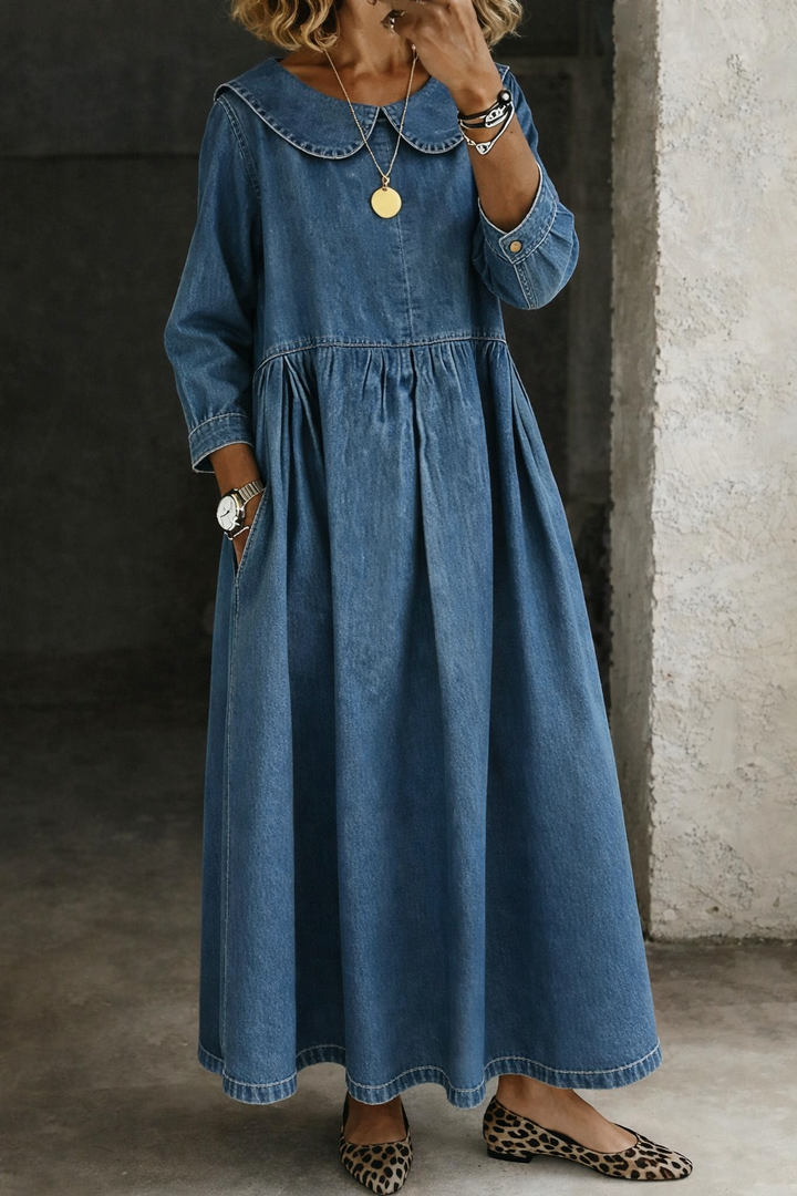Eleanor | Peter Pan Collar Denim Dress