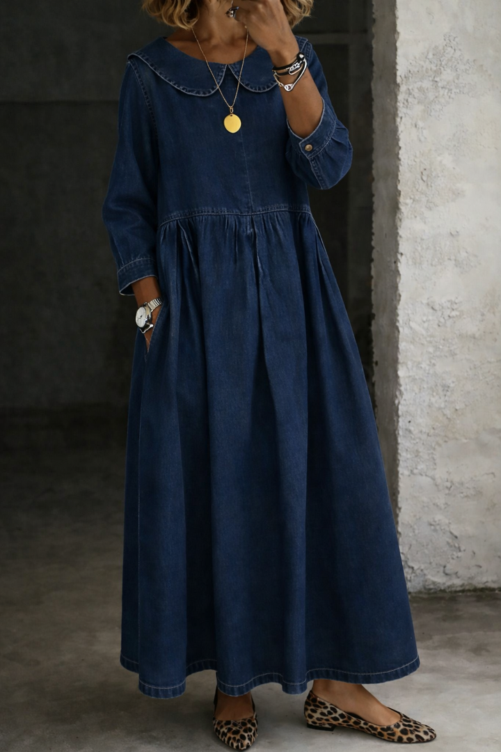 Eleanor | Peter Pan Collar Denim Dress