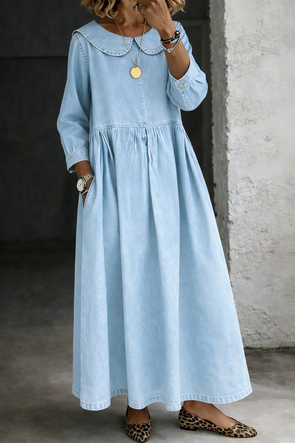 Eleanor | Peter Pan Collar Denim Dress