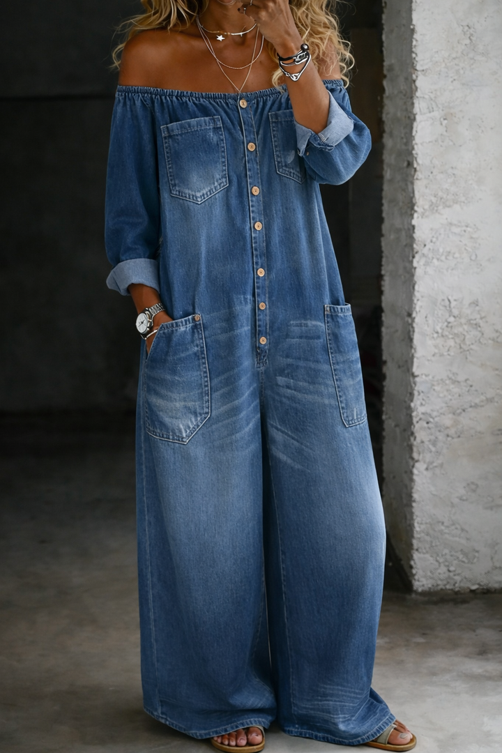 Helen | Off Shoulder Long Sleeve Jumpsuit