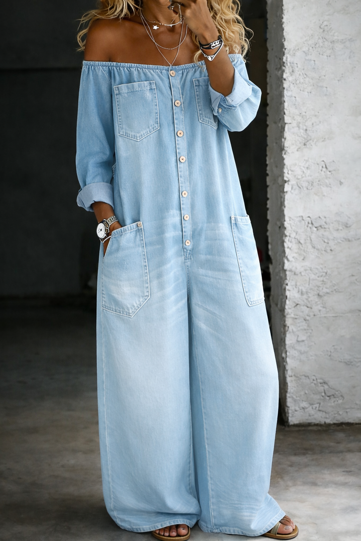 Helen | Off Shoulder Long Sleeve Jumpsuit