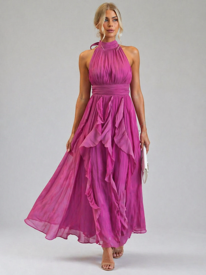 Celestia | Ruffled Halter Maxi Dress