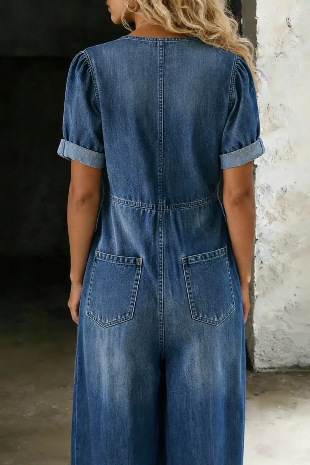 Haley | V Neck Short Sleeve Jumpsuit