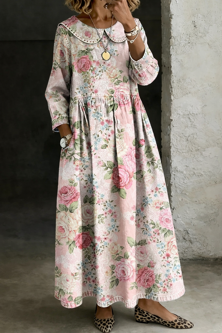 Jayden | Floral Collar Denim Dress