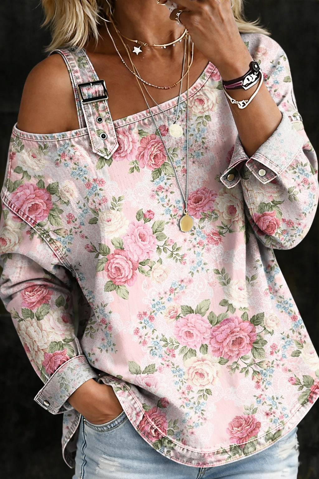 Jayden | Floral Collar Denim Dress