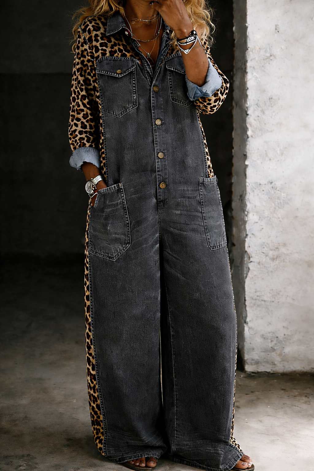 Anna | One Piece Denim Shirt Jumpsuit