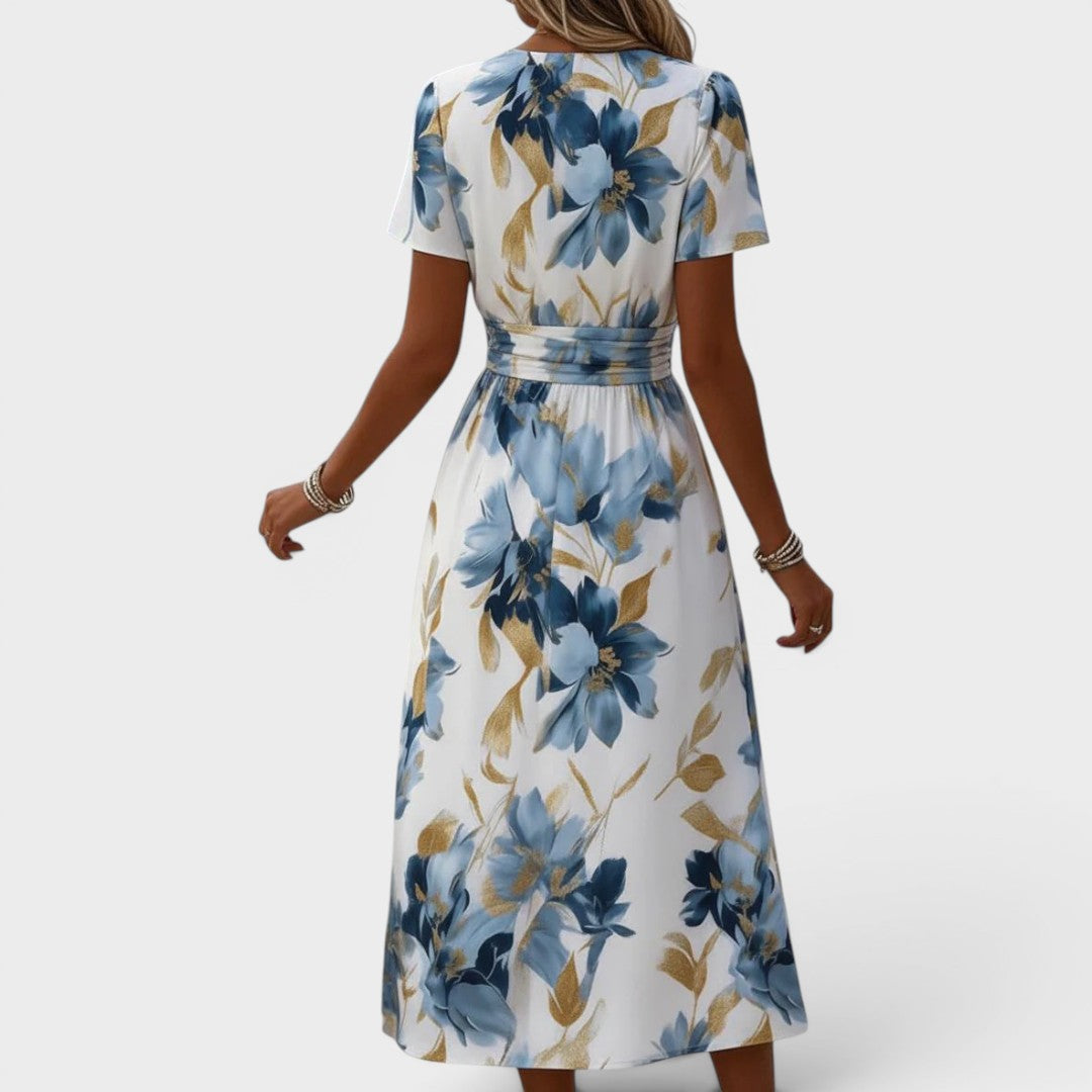 Alyssa | Floral Wrap Waist Midi Dress