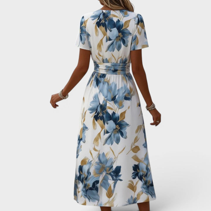 Alyssa | Floral Wrap Waist Midi Dress