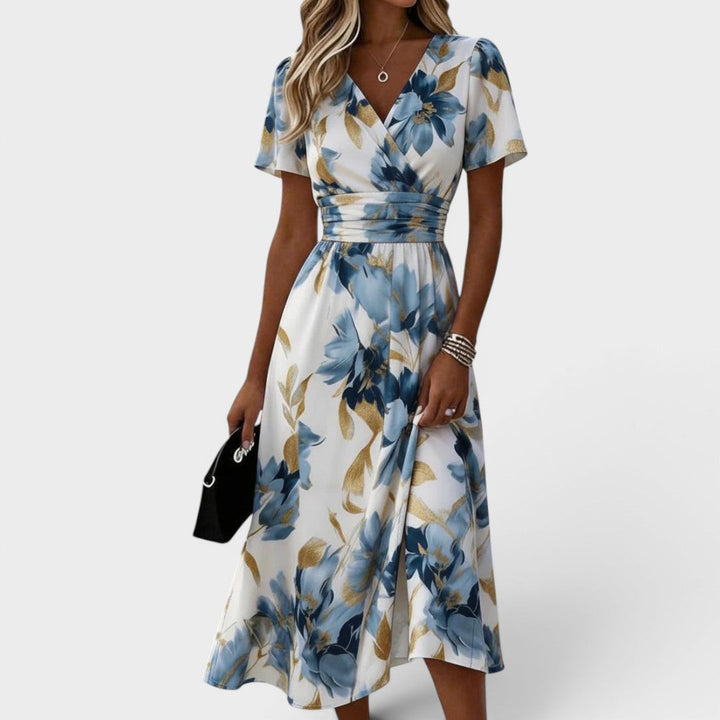 Alyssa | Floral Wrap Waist Midi Dress