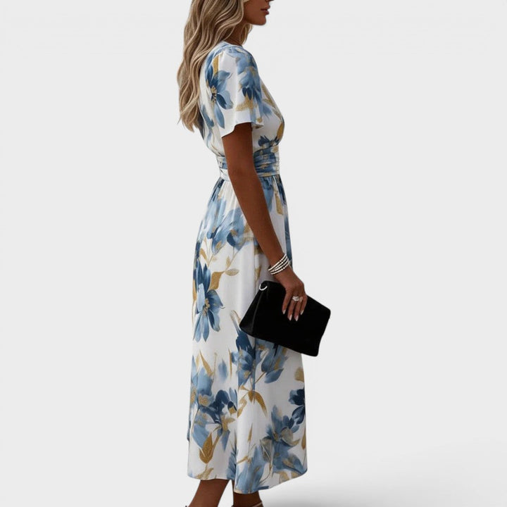 Alyssa | Floral Wrap Waist Midi Dress