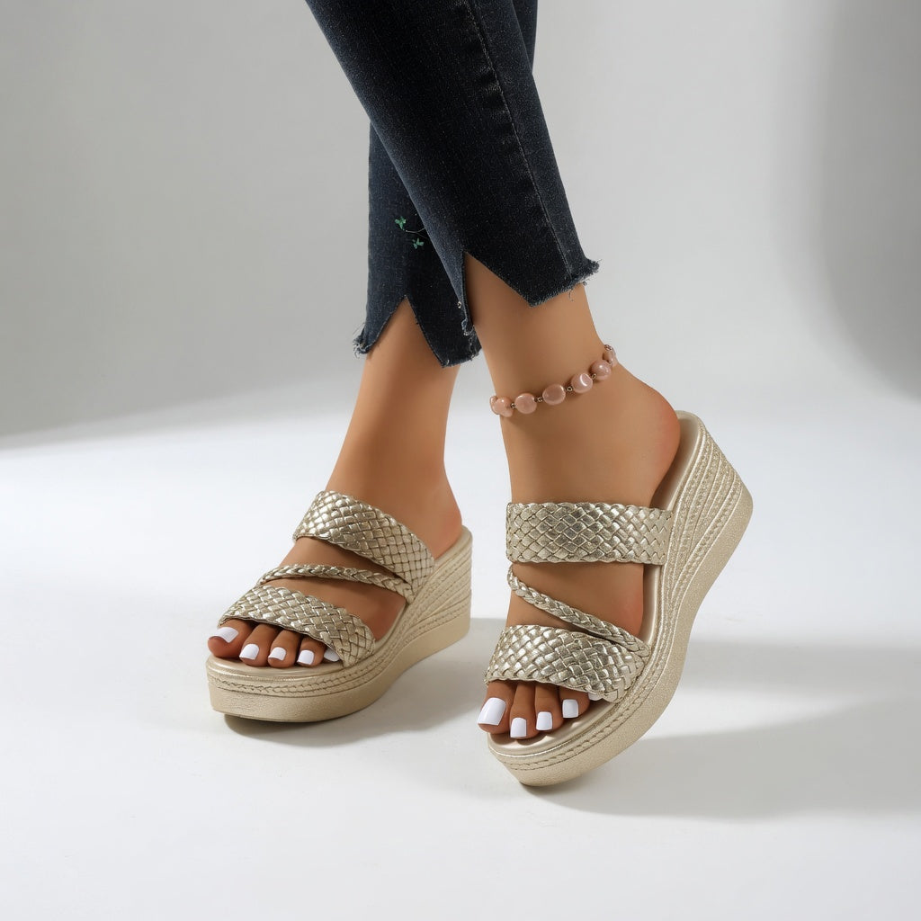Tresseline™ — Woven Colorful Wedge Mule for Summer Lightness